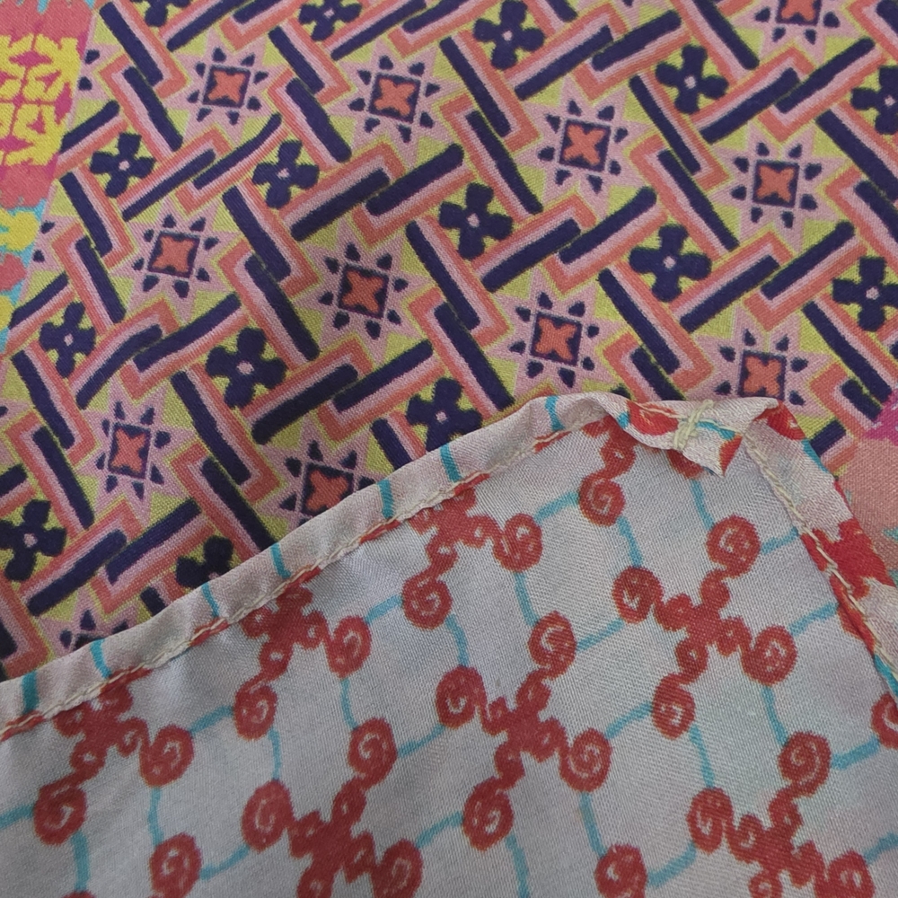 Multicolor Patchwork Cotton Scarf Wrap - Unbranded - image 3